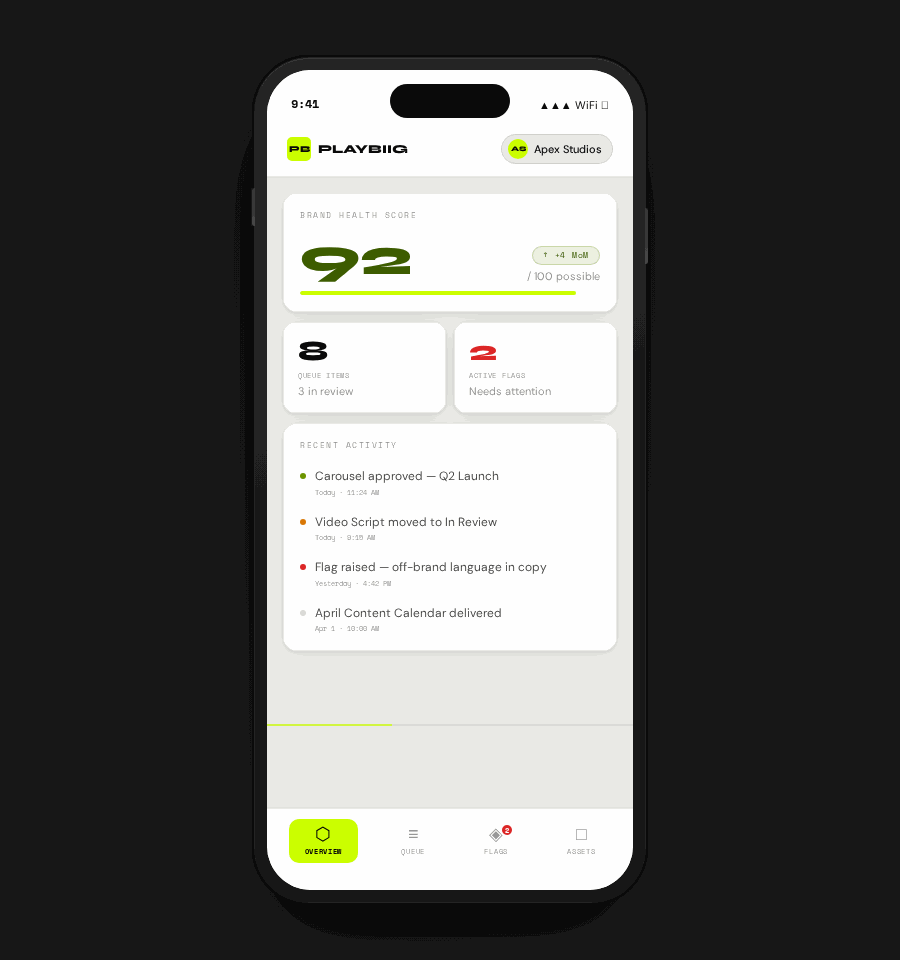 PLAYBIIG client portal on mobile